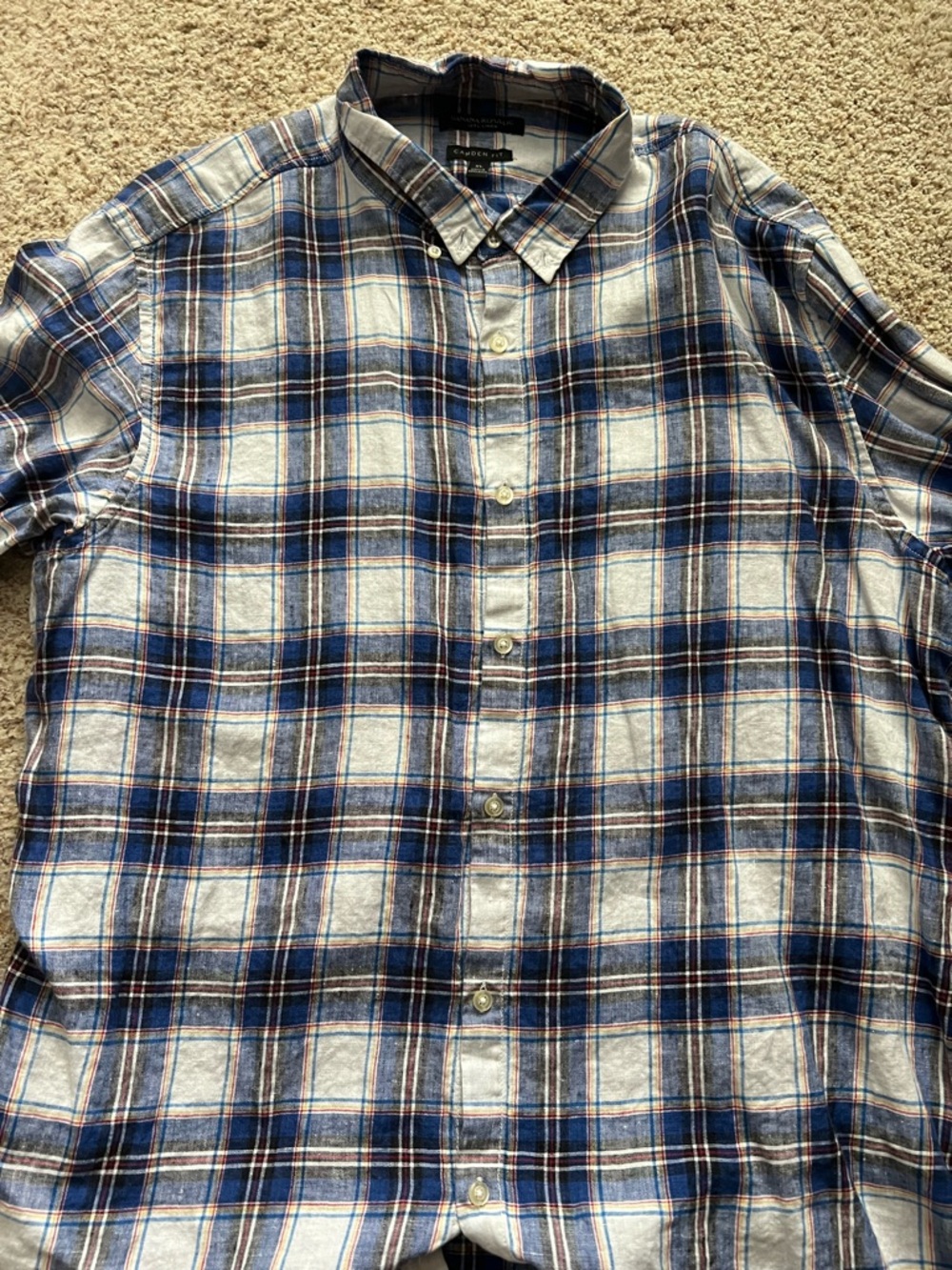 Banana Republic Blue and White Plaid Button-Down Shirt
